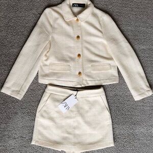 Zara Cream Tweed Jacket and Skort Set